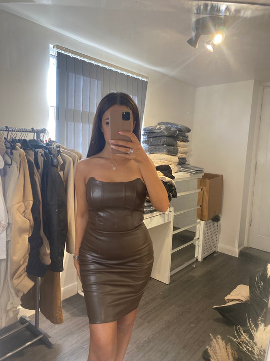 PU LEATHER MINI DRESS